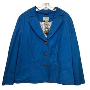 New L.L. Bean Women's Cobalt‎ Blue Button Down Jacket with Two Front Pockets 18W